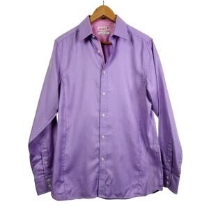Ted Baker Endurance Dress Shirt Purple Polka Dot Classic Purple Size 15 1/2